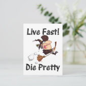 witch on broom with text briefkaart (Staand voorkant)