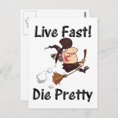 witch on broom with text briefkaart (Voorkant / Achterkant)