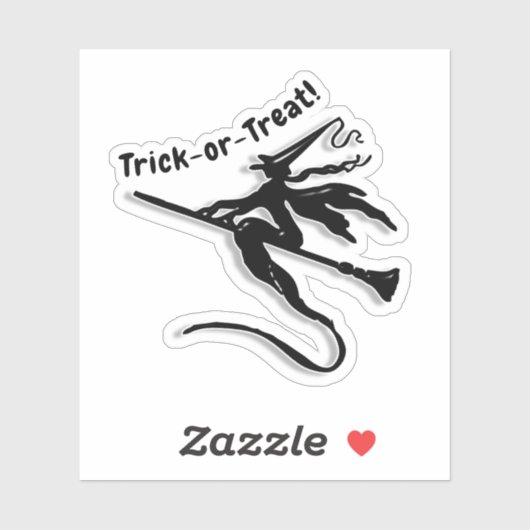 Witch on Broomstick Halloween Sticker (Vel)