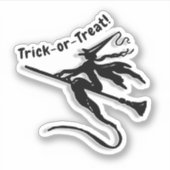Witch on Broomstick Halloween Sticker (Voorkant)