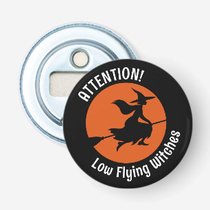 Witch op Broom Button Flesopener