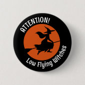 Witch op Broom Ronde Button 5,7 Cm (Voorkant)
