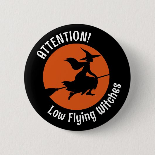 Witch op Broom Ronde Button 5,7 Cm (Voorkant)