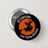 Witch op Broom Ronde Button 5,7 Cm (Voorkant /achterkant)