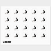 Witch op Broom Ronde Sticker (Vel)