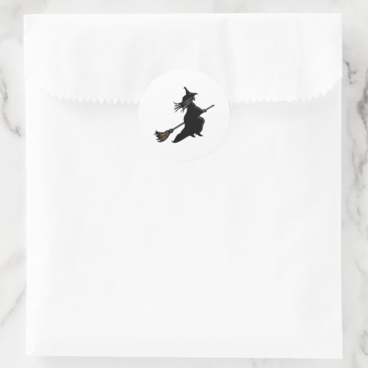 Witch op Broom Ronde Sticker (Tas)