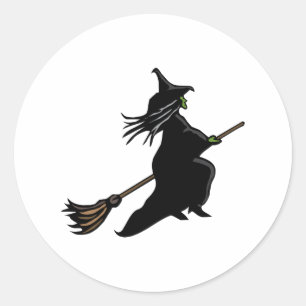 Witch op Broom Ronde Sticker