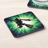 Witch op Broom Silhouette Drankjes Onderzetter (Linkerzijde)