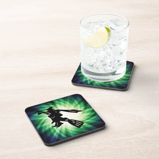 Witch op Broom Silhouette Drankjes Onderzetter (Rechterzijde)