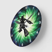Witch op Broom Silhouette Ronde Klok (Hoek)