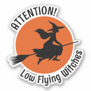 Witch op Broom Sticker