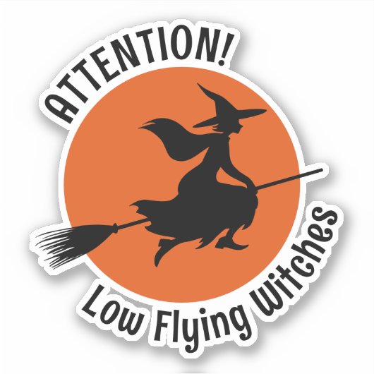 Witch op Broom Sticker (Voorkant)