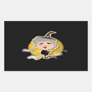Witch op Broomstick Rechthoekige Sticker