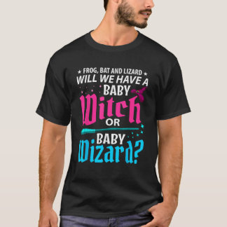Witch Or Wizard Gender Reveal Baby Shower Party Ce T-shirt