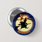 Witch Over Moon Halloween Button (Voorkant /achterkant)