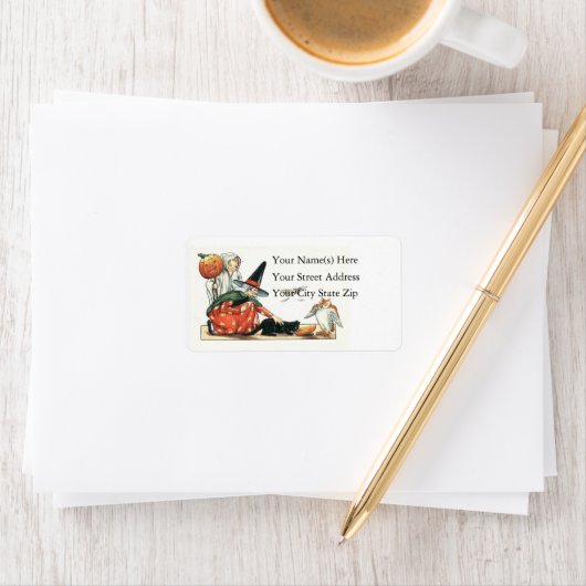 Witch Owl and Black Cat Address Label (Insitu)