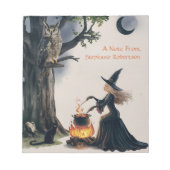 Witch Owl Black Cat Crescent Moon Halloween Theme Notitieblok (Voorkant)