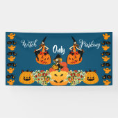 Witch Parking only Halloween Jack OLantern Spooky Spandoek (Horizontaal)