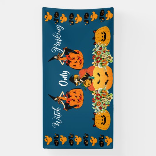 Witch Parking only Halloween Jack OLantern Spooky Spandoek (Verticaal)