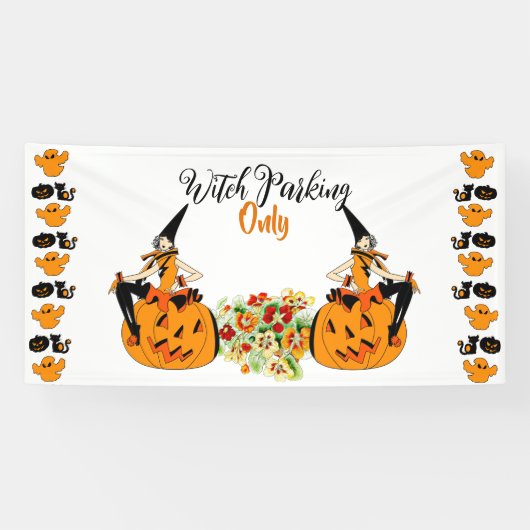 Witch Parking only Halloween Pumpkins Ghost Spooky Spandoek (Horizontaal)
