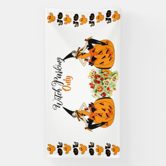 Witch Parking only Halloween Pumpkins Ghost Spooky Spandoek (Verticaal)