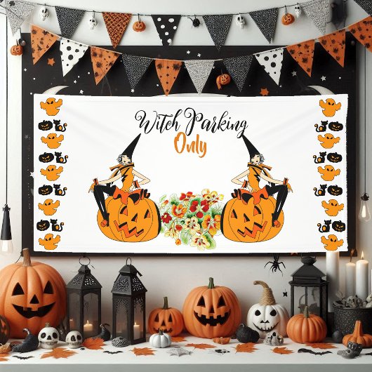 Witch Parking only Halloween Pumpkins Ghost Spooky Spandoek