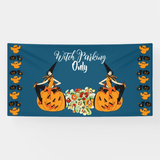 Witch Parking only Halloween Pumpkins Ghost Spooky Spandoek (Horizontaal)