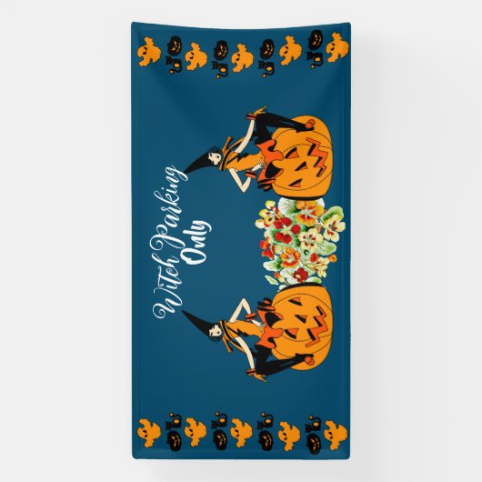 Witch Parking only Halloween Pumpkins Ghost Spooky Spandoek (Verticaal)