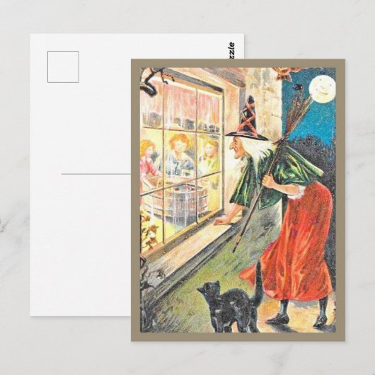 Witch peering Through Window - Halloween Briefkaart (Voorkant / Achterkant)