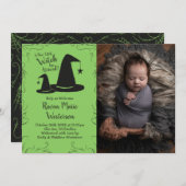 Witch Pet Baby shower Halloween Kaart (Voorkant / Achterkant)
