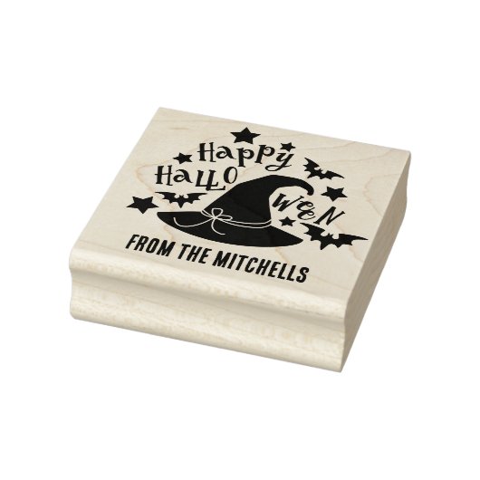 Witch Pet & Bats Happy Halloween Van Rubberstempel (Stempel)