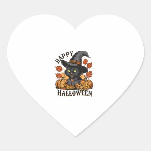 Witch Pet Black Cat Halloween Cat met Witch's Pet Hart Sticker (Voorkant)