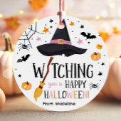 Witch Pet Broom Happy Halloween Spiderweb Spooky Bedankjes Labels