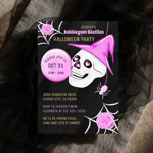 Witch Pet Bubblegum Skellies Halloween Party Kaart