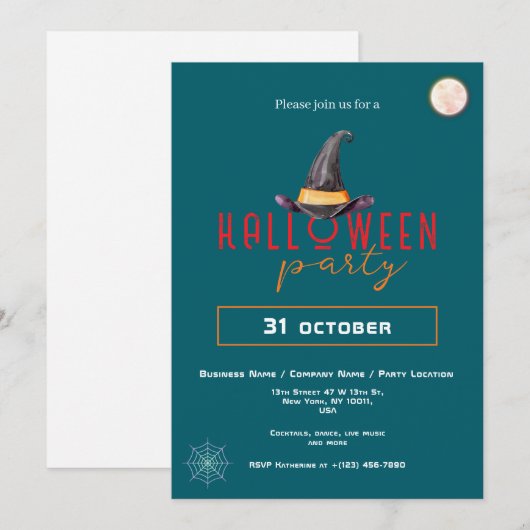 Witch Pet Business Halloween Party Kantoor Event Kaart (Voorkant / Achterkant)