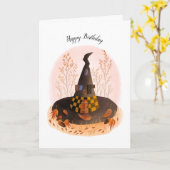 Witch Pet Cottage Verjaardag Kaart (Gele Bloem)