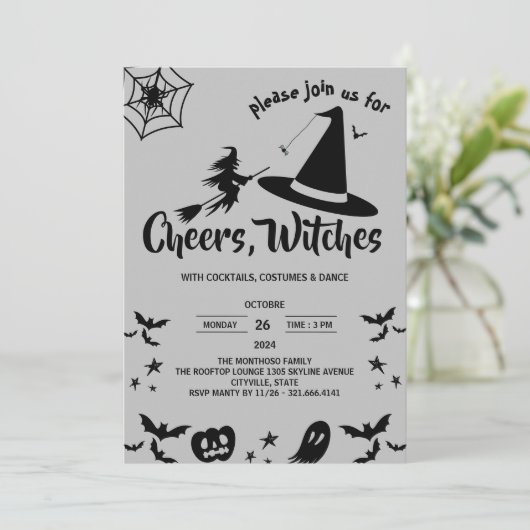 Witch Pet Custome Adult Halloween Party Kaart (Staand voorkant)