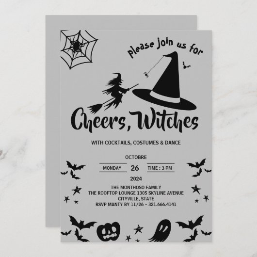 Witch Pet Custome Adult Halloween Party Kaart (Voorkant / Achterkant)