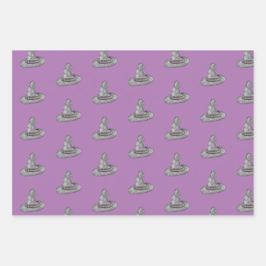 Witch Pet Doodle Halloween Pattern Inpakpapier Vel (Voorkant 3)