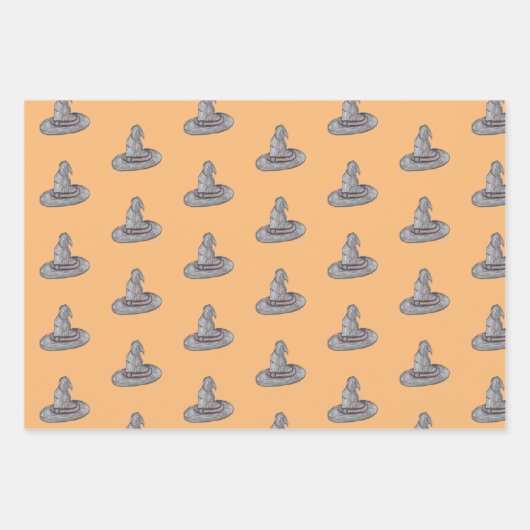 Witch Pet Doodle Halloween Pattern Inpakpapier Vel (Voorkant 2)
