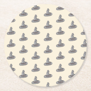 Witch Pet Doodle Halloween Pattern Ronde Kartonnen Onderzetter