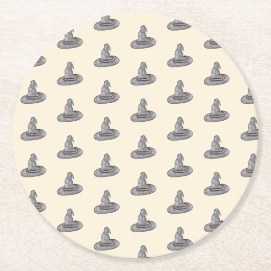 Witch Pet Doodle Halloween Pattern Ronde Kartonnen Onderzetter (Voorkant)