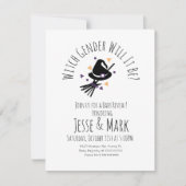 Witch Pet en Broom Halloween Herfst Gender onthull Kaart (Voorkant)