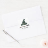 Witch Pet en Broomstick Halloween Party Vierkante Sticker (Envelop)