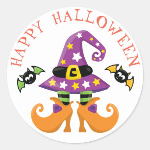 Witch Pet en Feet Halloween Ronde Sticker