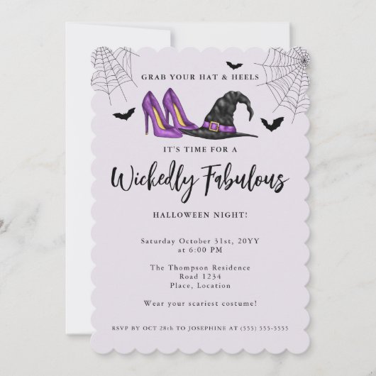 Witch Pet en hakken Halloween-feest voor vrouwen Kaart (Voorkant)