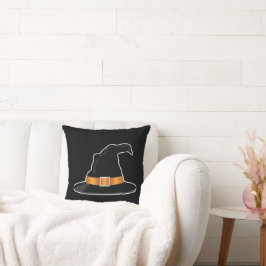 Witch Pet en Sinaasappel Witch's Pet Halloween Zwa Kussen