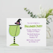Witch Pet en Spider Halloween Cocktail Party Kaart (Staand voorkant)