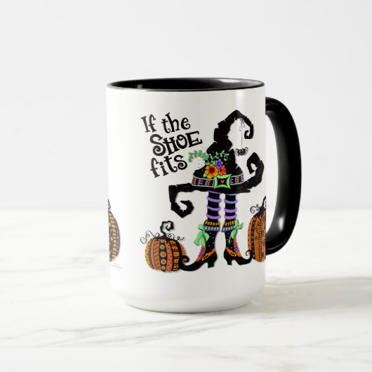 Witch Pet Funny Als de schoen past Halloween Mok (Voorkant rechts)