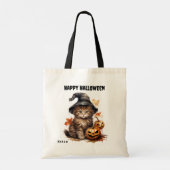 Witch Pet Kitty Cat Jack o'Lantern Kinder Hallowee Tote Bag (Achterkant)